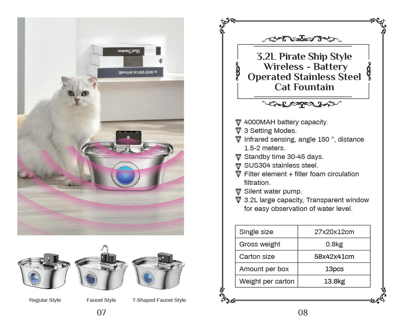 3.2L Pirate Ship StyleWireless - Battery Operated Stainless SteelCat Fountain-1.png